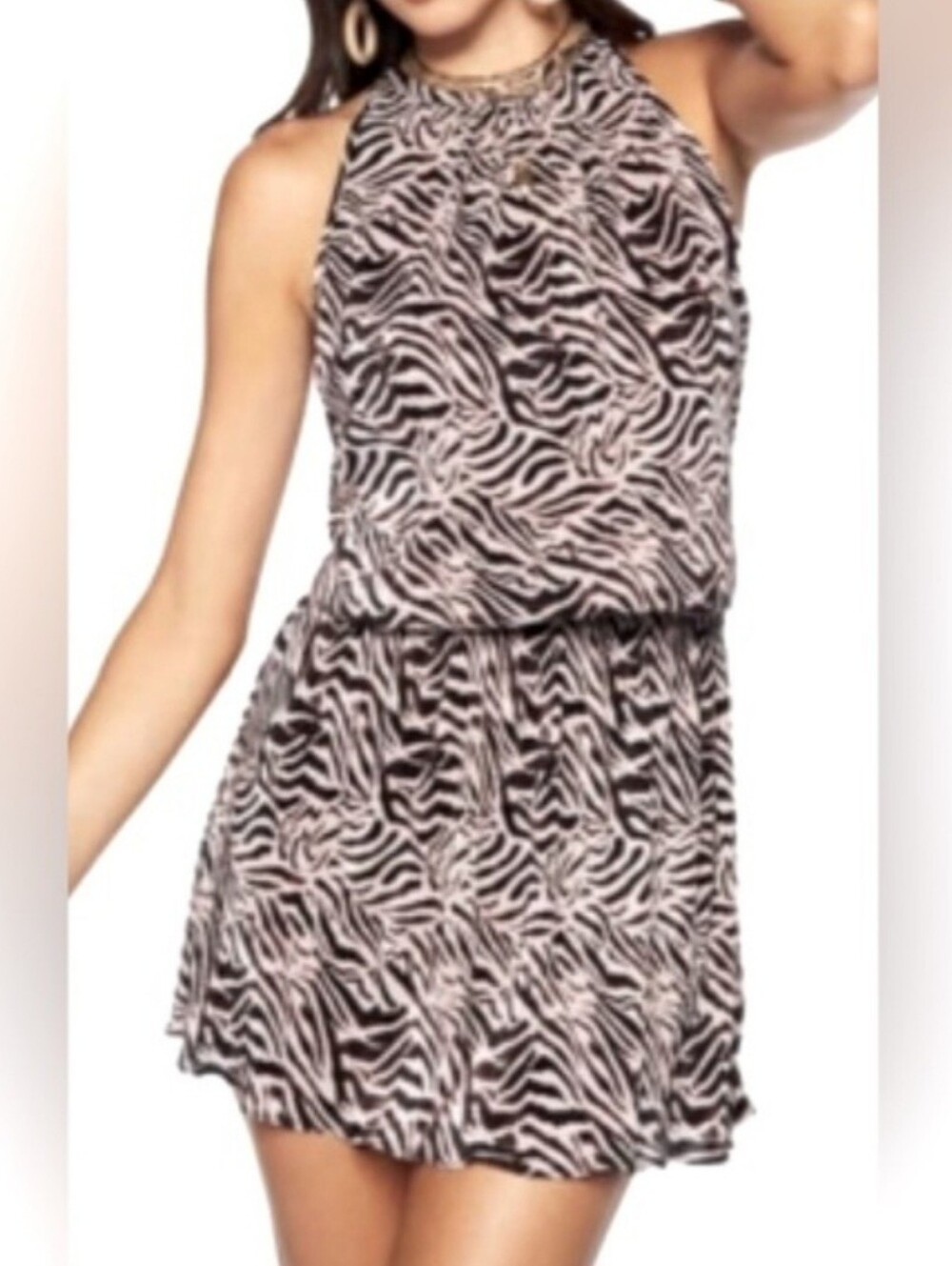 Ramy Brook- Womens Black Zebra Print Dress
